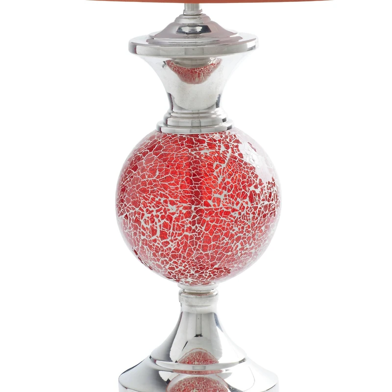Set of 2 Red Glass Glam Table Lamp, 25"