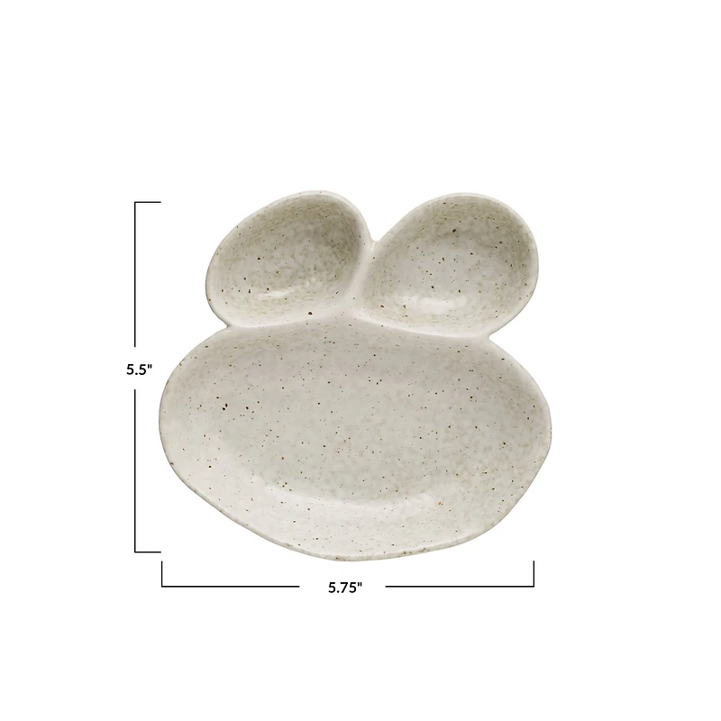Hello Honey® 5.75" Cream Reactive Glaze 3 Section Stoneware Dish