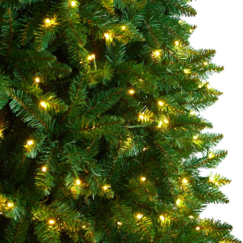 11ft. Pre-Lit Slim Green Mountain Pine Artificial Christmas Tree, Clear LED Lights