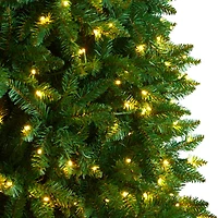 11ft. Pre-Lit Slim Green Mountain Pine Artificial Christmas Tree, Clear LED Lights
