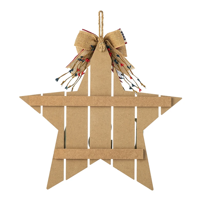 Glitzhome® 19" Patriotic American Wooden Star Door Hanger