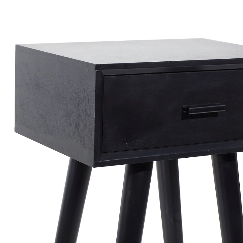28" Black Pine Modern Accent Table