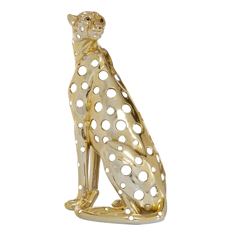 16" Gold Leopard Glam Statue