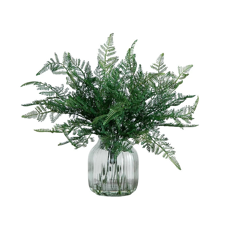 17" Forest Fern Arrangement in Glass Vase