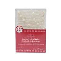 15ct. Warm White LED White Pearl Garland String Lights on Silver Wire by Ashland®