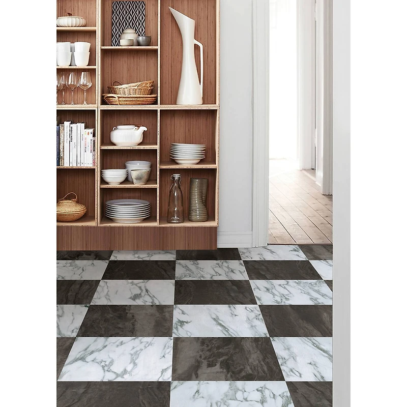 FloorPops Opaline Raven Peel & Stick Floor Tile Bundle