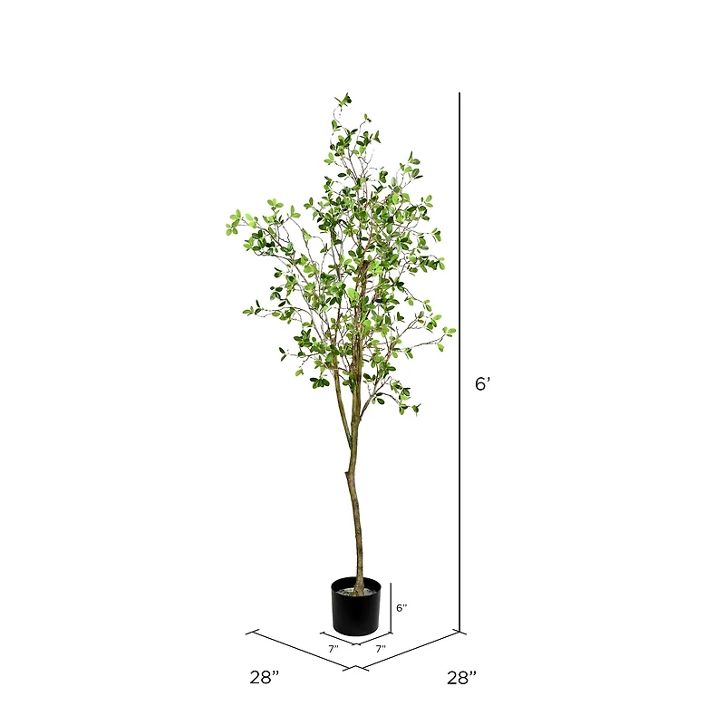6ft. Potted Artificial Milan Leaf Tree