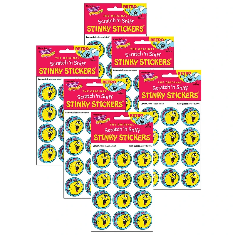 TREND Enterprises® Ex-Squeeze Me!/Lemon Juice Scented Stickers, 6 Packs of 24