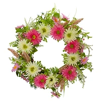 23" Pink & Yellow Chrysanthemum & Berry Floral Spring Wreath