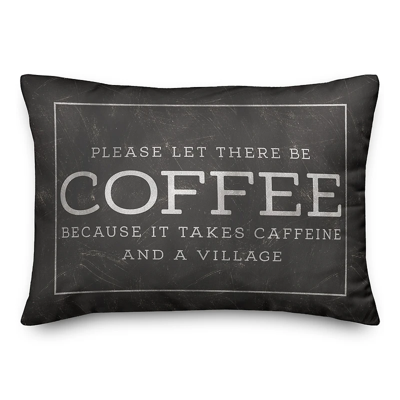 20" x 14" Coffee Village Indoor & Outdoor Throw Pillow
