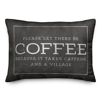 20" x 14" Coffee Village Indoor & Outdoor Throw Pillow