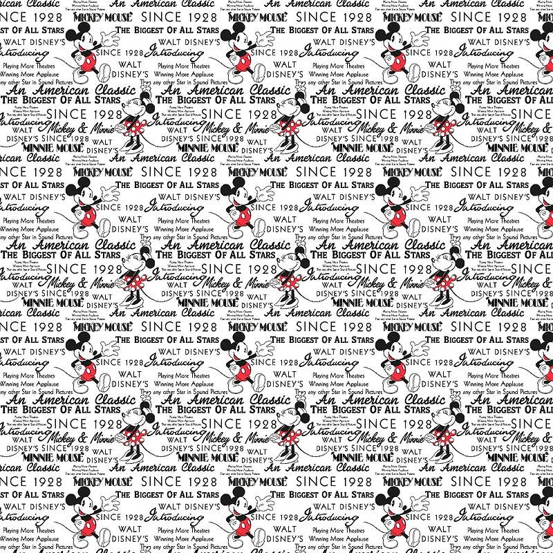 Disney® Mickey And Minnie Fashionable Mickey With Words Cotton Fabric
