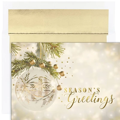JAM Paper 5" x 7" Gold Sparkle Ornament Cards & Matching Envelopes Set, 18ct.