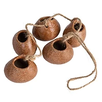 Hello Honey® 21.5" Brown Stoneware Hanging Vases on Jute Rope with Reactive Glaze
