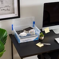 IRIS® 12qt. Clear Deep Storage Boxes with Lids & Blue Latches, 4ct.