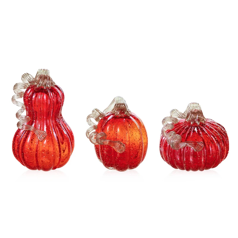 Glitzhome® Red Glass Pumpkin & Gourd Set