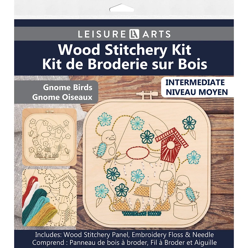 Leisure Arts® Intermediate Gnome & Birds Wood Stitchery Kit