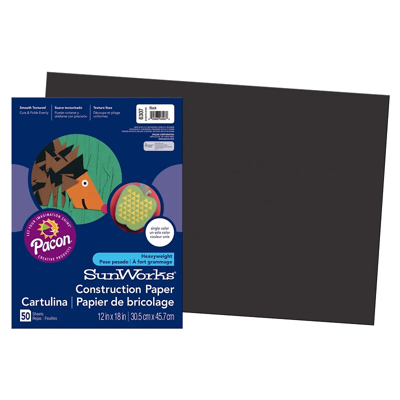 Pacon® SunWorks® 12" x 18" Black Construction Paper, 50ct.