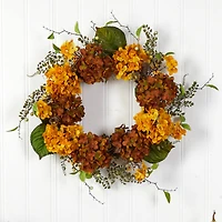 24" Hydrangea Artificial Autumn Wreath