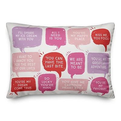 20" Valentines Love Phrases Accent Pillow