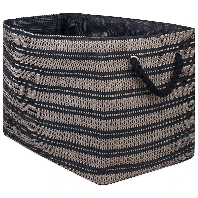 DII® Large Stone Basketweave & Black Stripe Rectangle Paper Basket