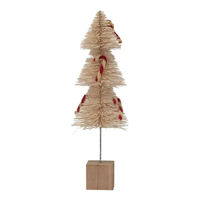 Hello Honey® Natural Sisal Bottle Brush Tree with Chenille Candy Cane & Wood Base