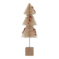 Hello Honey® Natural Sisal Bottle Brush Tree with Chenille Candy Cane & Wood Base