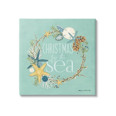 17" x 17" Stupell Industries Christmas By The Sea Wreath Canvas Wall Art