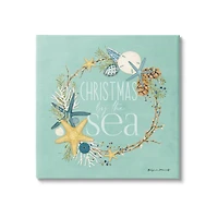 17" x 17" Stupell Industries Christmas By The Sea Wreath Canvas Wall Art