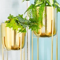CosmoLiving by Cosmopolitan Gold Metal Glam Planter Set, 39" & 46"