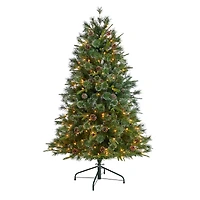 4ft. Pre-Lit Snowed Tipped Clermont Mixed Pine Artificial Christmas Tree, Clear Lights