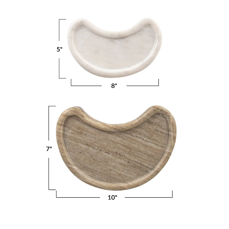 Hello Honey® White & Buff Nestable Marble Kidney Shaped Tray Set