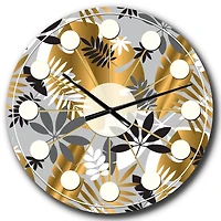 Designart Geometric Luxury Jungle Foliage Mid-Century Modern Wall Clock