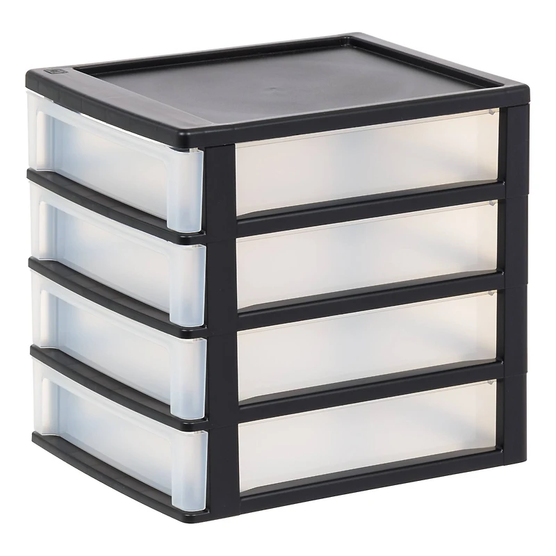 IRIS Black 4-Drawer Desktop Storage Unit