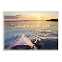 Stupell Industries Lake Life Is Simple Phrase Kayak Boat Sunrise Wood Wall Plaque