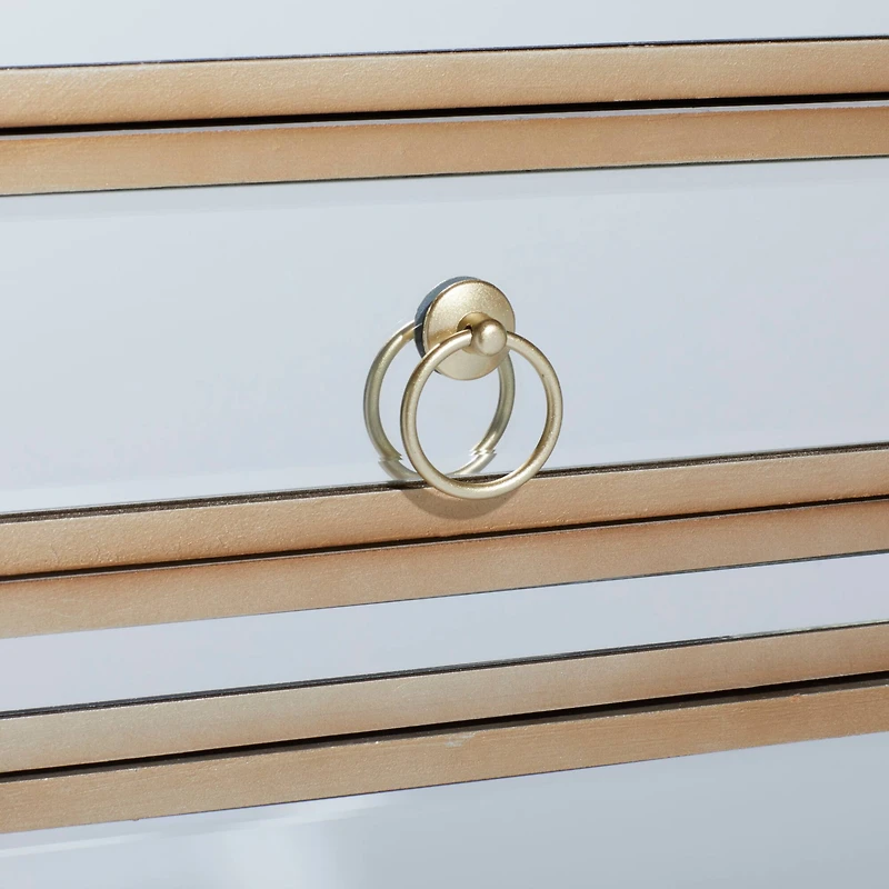 Beige Mirror Glam Cabinet, 30" x 19" x 15"