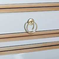 Beige Mirror Glam Cabinet, 30" x 19" x 15"