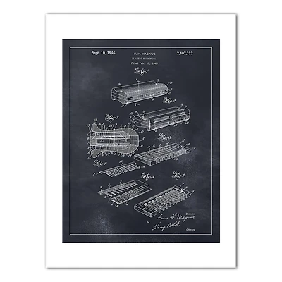 Plastic Harmonica Patent 12" x 16" Canvas Wall Art