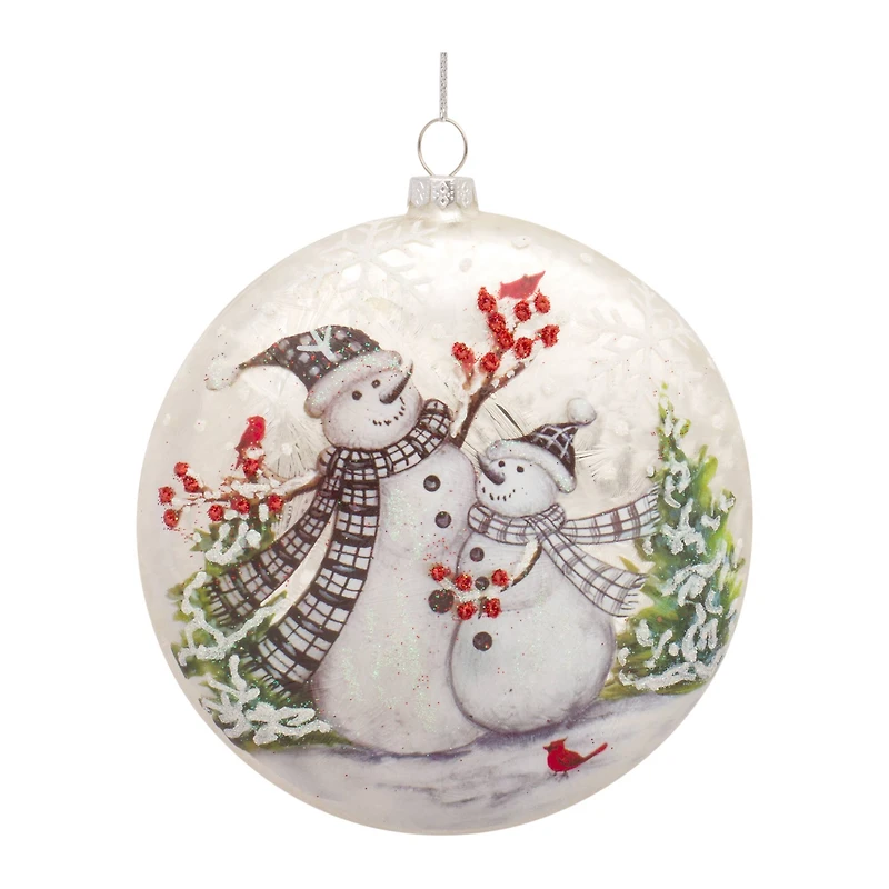 6ct. 5.5" Glass Snowman Disc Ornaments