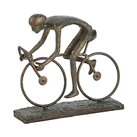 9" Contemporary Bronze Polystone Stylized Cyclist Sculpture