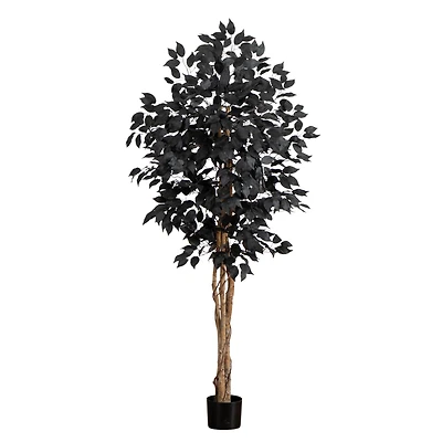 5ft. Artificial Halloween Black Ficus Tree with Natural Trunk
