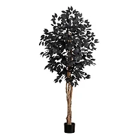 5ft. Artificial Halloween Black Ficus Tree with Natural Trunk