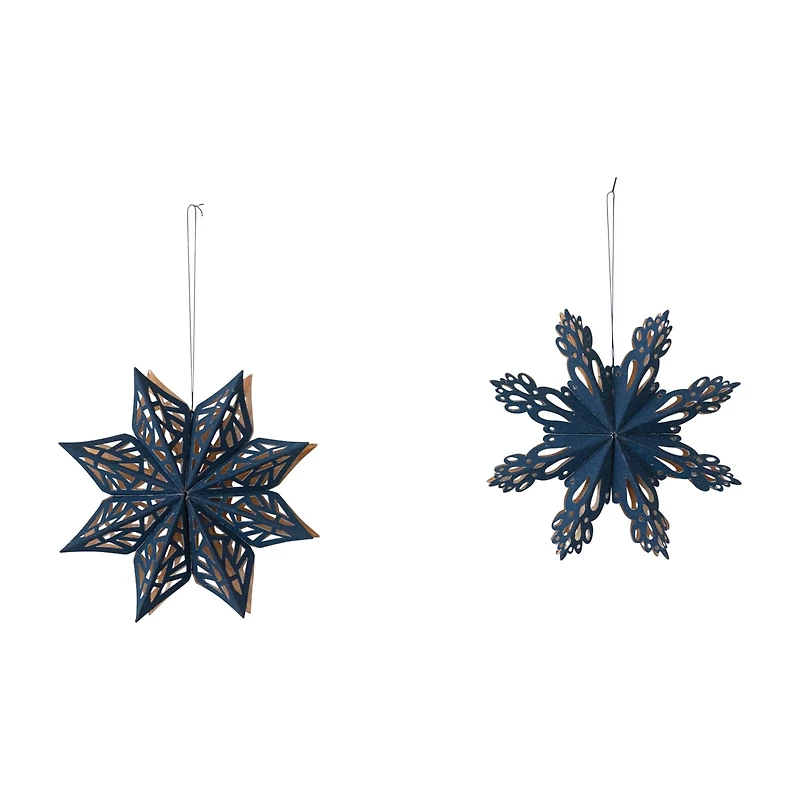Hello Honey® Navy & Gold Flocked Paper Snowflake Ornament Set