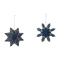 Hello Honey® Navy & Gold Flocked Paper Snowflake Ornament Set