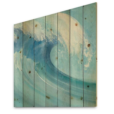 Designart - Ocean Wave Handpainted with White Foam
