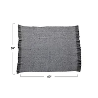 Hello Honey® 60" Gray Brushed New Zealand Wool Throw with Ruffled Edge