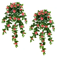 41" UV Resistant Artificial Azalea Hanging Plant (Indoor/Outdoor) - Set of 2