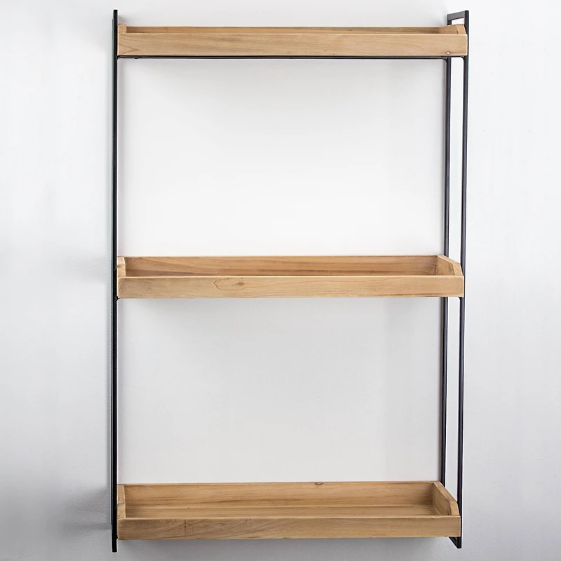 2.5ft. Wood & Metal 3 Tier Wall Mounted Shelving Unit