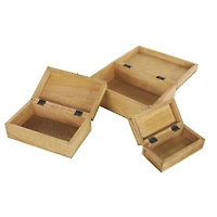 Brown & Whitewashed Scroll Storage Box Set