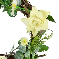 7" Yellow Rose & Foliage Spring Wreath